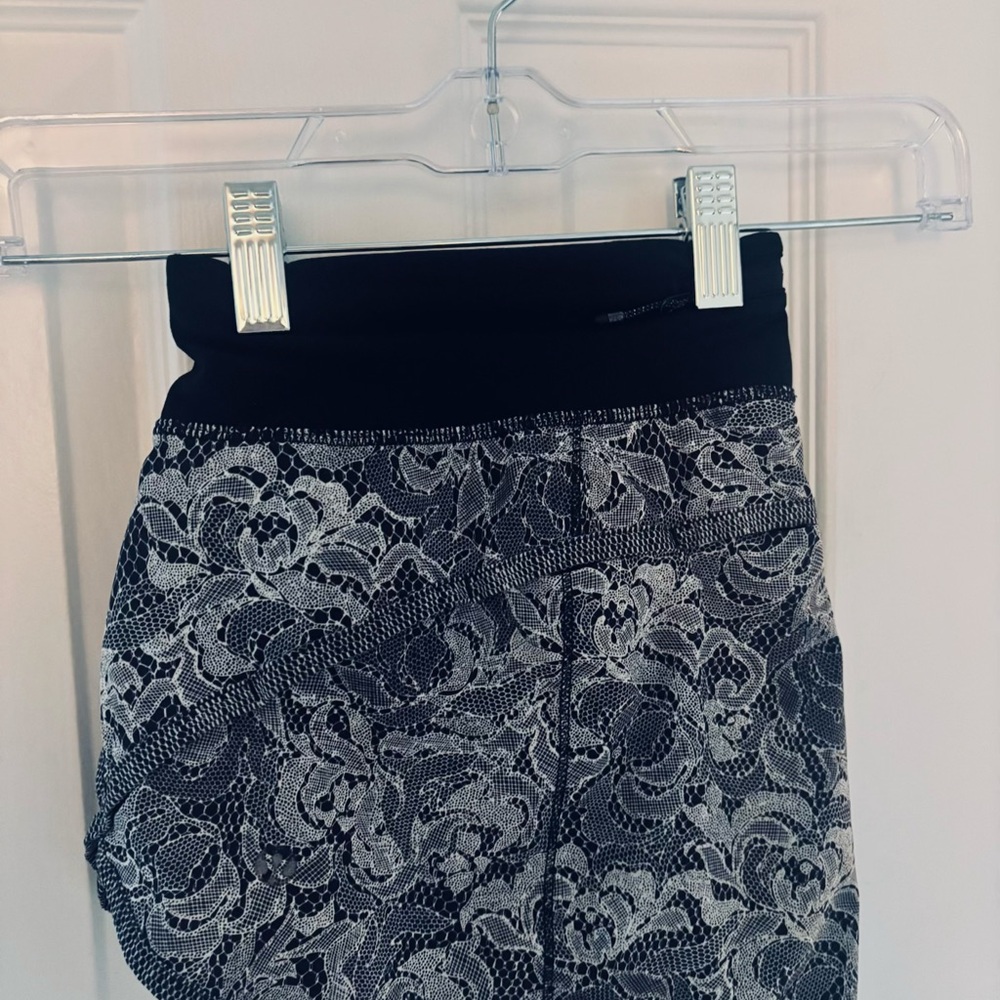 Lululemon Athletica Black and Gray Lace Athletic Shorts